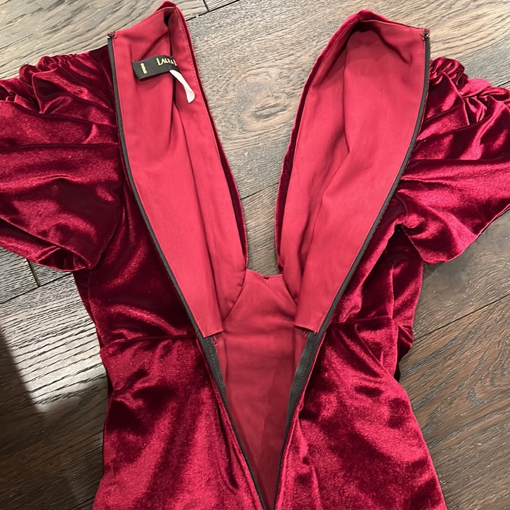 Laura Byrnes Pinup Girl Clothing Red Burgundy Dress - Picture 11 of 11
